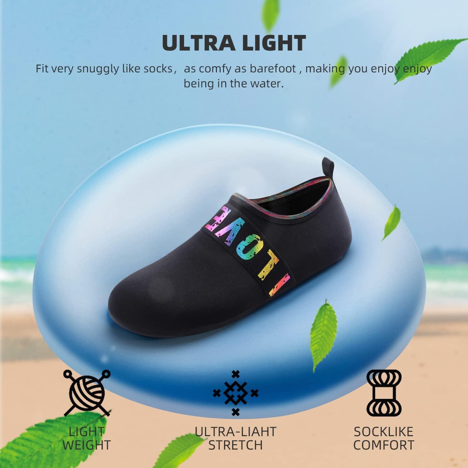 imageWater Shoes for Women Men QuickDry Aqua Socks Swim Beach Barefoot Yoga Exercise Wear Sport Accessories Pool Camping Must Haves Adult Youth SizeColor Love