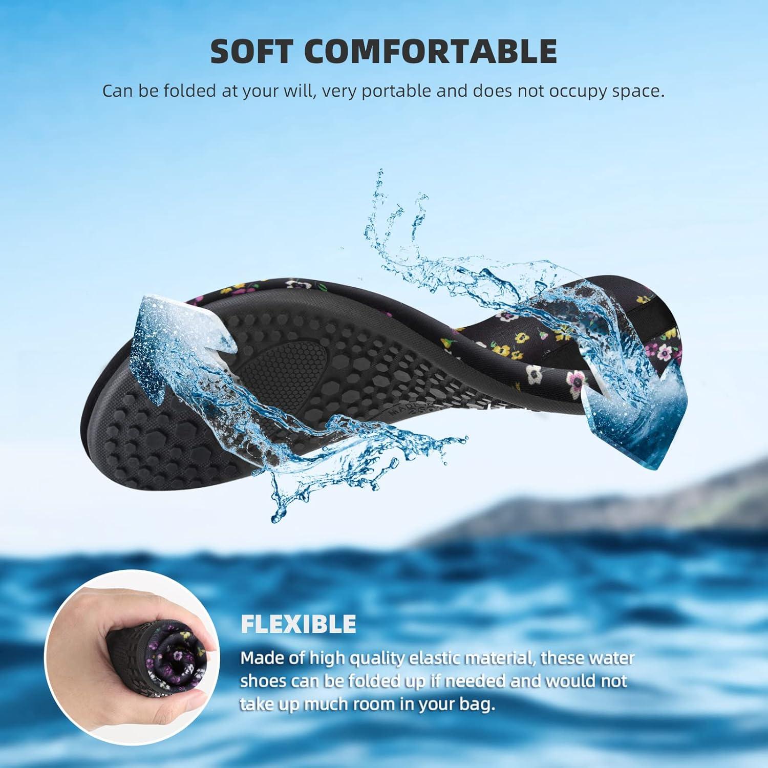 imageWater Shoes for Women Men QuickDry Aqua Socks Swim Beach Barefoot Yoga Exercise Wear Sport Accessories Pool Camping Must Haves Adult Youth SizeColorful Small Flower