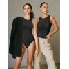 imageATHMILE Tank Top Body Suits Women Sexy Crew Neck Racerback Halter Ribbed Sleeveless Bodysuit for WomenBlack