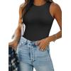 imageATHMILE Tank Top Body Suits Women Sexy Crew Neck Racerback Halter Ribbed Sleeveless Bodysuit for WomenBlack