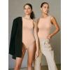 imageATHMILE Tank Top Body Suits Women Sexy Crew Neck Racerback Halter Ribbed Sleeveless Bodysuit for WomenMocha