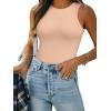 imageATHMILE Tank Top Body Suits Women Sexy Crew Neck Racerback Halter Ribbed Sleeveless Bodysuit for WomenMocha
