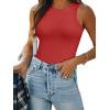 imageATHMILE Tank Top Body Suits Women Sexy Crew Neck Racerback Halter Ribbed Sleeveless Bodysuit for WomenRed