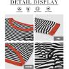 imageATHMILE Womens 2025 Long Sleeve Tops Sweaters Casual Crewneck Striped Color Block Drop Shoulder Cotton Pullover ShirtsBlackred