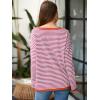 imageATHMILE Womens 2025 Long Sleeve Tops Sweaters Casual Crewneck Striped Color Block Drop Shoulder Cotton Pullover ShirtsHotpinkred