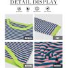 imageATHMILE Womens 2025 Long Sleeve Tops Sweaters Casual Crewneck Striped Color Block Drop Shoulder Cotton Pullover ShirtsPinkgreengreen