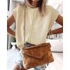 imageATHMILE Womens Cap Sleeve Tops Casual Crew Neck Loose Fit Knit Lightweight Sweater Pullover Summer Outfits Fashion VestApricot