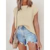imageATHMILE Womens Cap Sleeve Tops Casual Crew Neck Loose Fit Knit Lightweight Sweater Pullover Summer Outfits Fashion VestApricot
