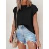 imageATHMILE Womens Cap Sleeve Tops Casual Crew Neck Loose Fit Knit Lightweight Sweater Pullover Summer Outfits Fashion VestBlack