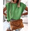 imageATHMILE Womens Cap Sleeve Tops Casual Crew Neck Loose Fit Knit Lightweight Sweater Pullover Summer Outfits Fashion VestGreen