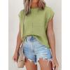 imageATHMILE Womens Cap Sleeve Tops Casual Crew Neck Loose Fit Knit Lightweight Sweater Pullover Summer Outfits Fashion VestLight Green