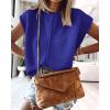 imageATHMILE Womens Cap Sleeve Tops Casual Crew Neck Loose Fit Knit Lightweight Sweater Pullover Summer Outfits Fashion VestNavy Blue