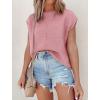 imageATHMILE Womens Cap Sleeve Tops Casual Crew Neck Loose Fit Knit Lightweight Sweater Pullover Summer Outfits Fashion VestPink