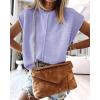 imageATHMILE Womens Cap Sleeve Tops Casual Crew Neck Loose Fit Knit Lightweight Sweater Pullover Summer Outfits Fashion VestPurple
