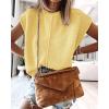 imageATHMILE Womens Cap Sleeve Tops Casual Crew Neck Loose Fit Knit Lightweight Sweater Pullover Summer Outfits Fashion VestYellow