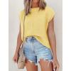 imageATHMILE Womens Cap Sleeve Tops Casual Crew Neck Loose Fit Knit Lightweight Sweater Pullover Summer Outfits Fashion VestYellow