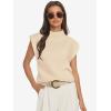 imageATHMILE Womens Mock Neck Sleeveless Vest Casual Cap Sleeve Knit Lightweight Sweater Pullover Tops 2025Apricot