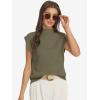 imageATHMILE Womens Mock Neck Sleeveless Vest Casual Cap Sleeve Knit Lightweight Sweater Pullover Tops 2025Army Green