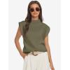 imageATHMILE Womens Mock Neck Sleeveless Vest Casual Cap Sleeve Knit Lightweight Sweater Pullover Tops 2025Army Green