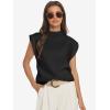 imageATHMILE Womens Mock Neck Sleeveless Vest Casual Cap Sleeve Knit Lightweight Sweater Pullover Tops 2025Black