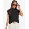 imageATHMILE Womens Mock Neck Sleeveless Vest Casual Cap Sleeve Knit Lightweight Sweater Pullover Tops 2025Black