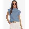 imageATHMILE Womens Mock Neck Sleeveless Vest Casual Cap Sleeve Knit Lightweight Sweater Pullover Tops 2025Blue