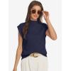 imageATHMILE Womens Mock Neck Sleeveless Vest Casual Cap Sleeve Knit Lightweight Sweater Pullover Tops 2025Dark Blue