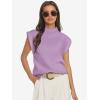imageATHMILE Womens Mock Neck Sleeveless Vest Casual Cap Sleeve Knit Lightweight Sweater Pullover Tops 2025Purple