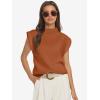 imageATHMILE Womens Mock Neck Sleeveless Vest Casual Cap Sleeve Knit Lightweight Sweater Pullover Tops 2025Rust
