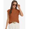 imageATHMILE Womens Mock Neck Sleeveless Vest Casual Cap Sleeve Knit Lightweight Sweater Pullover Tops 2025Rust