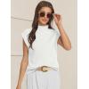 imageATHMILE Womens Mock Neck Sleeveless Vest Casual Cap Sleeve Knit Lightweight Sweater Pullover Tops 2025White