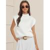 imageATHMILE Womens Mock Neck Sleeveless Vest Casual Cap Sleeve Knit Lightweight Sweater Pullover Tops 2025White