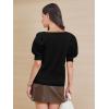 imageATHMILE Womens Puff Short Sleeve Sweater Tops 2025 Spring Summer Trendy SquareV Neck Casual T Shirts BlousesAblack