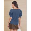 imageATHMILE Womens Puff Short Sleeve Sweater Tops 2025 Spring Summer Trendy SquareV Neck Casual T Shirts BlousesAblue