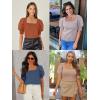 imageATHMILE Womens Puff Short Sleeve Sweater Tops 2025 Spring Summer Trendy SquareV Neck Casual T Shirts BlousesAgreen