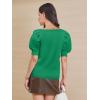 imageATHMILE Womens Puff Short Sleeve Sweater Tops 2025 Spring Summer Trendy SquareV Neck Casual T Shirts BlousesAgreen