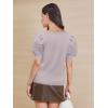 imageATHMILE Womens Puff Short Sleeve Sweater Tops 2025 Spring Summer Trendy SquareV Neck Casual T Shirts BlousesAgrey Purple
