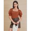 imageATHMILE Womens Puff Short Sleeve Sweater Tops 2025 Spring Summer Trendy SquareV Neck Casual T Shirts BlousesAorange