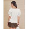 imageATHMILE Womens Puff Short Sleeve Sweater Tops 2025 Spring Summer Trendy SquareV Neck Casual T Shirts BlousesAwhite