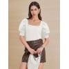 imageATHMILE Womens Puff Short Sleeve Sweater Tops 2025 Spring Summer Trendy SquareV Neck Casual T Shirts BlousesAwhite