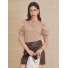 imageATHMILE Womens Puff Short Sleeve Sweater Tops 2025 Spring Summer Trendy SquareV Neck Casual T Shirts BlousesBbeige