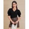 imageATHMILE Womens Puff Short Sleeve Sweater Tops 2025 Spring Summer Trendy SquareV Neck Casual T Shirts BlousesBblack