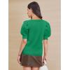 imageATHMILE Womens Puff Short Sleeve Sweater Tops 2025 Spring Summer Trendy SquareV Neck Casual T Shirts BlousesBgreen