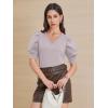 imageATHMILE Womens Puff Short Sleeve Sweater Tops 2025 Spring Summer Trendy SquareV Neck Casual T Shirts BlousesBgrey Purple