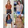 imageATHMILE Womens Puff Short Sleeve Sweater Tops 2025 Spring Summer Trendy SquareV Neck Casual T Shirts BlousesBhot Pink