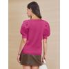 imageATHMILE Womens Puff Short Sleeve Sweater Tops 2025 Spring Summer Trendy SquareV Neck Casual T Shirts BlousesBhot Pink