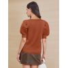 imageATHMILE Womens Puff Short Sleeve Sweater Tops 2025 Spring Summer Trendy SquareV Neck Casual T Shirts BlousesBorange