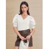 imageATHMILE Womens Puff Short Sleeve Sweater Tops 2025 Spring Summer Trendy SquareV Neck Casual T Shirts BlousesBwhite