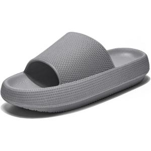 imageATHMILE Cloud Slippers for Women Pillow Slides for Men Shower Shoes Thick Sole House Shoes for Bathroom Indoor OutdoorGrey