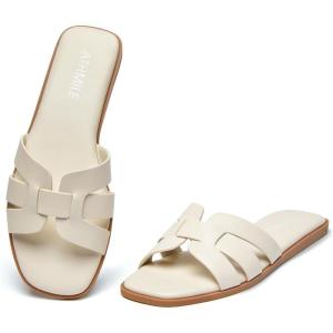 imageATHMILE Womens Sandals Dressy Summer Flat Beach Comfortable Cute Sandals for Women Slides Casual Dress Sandal 2024 Size 611White